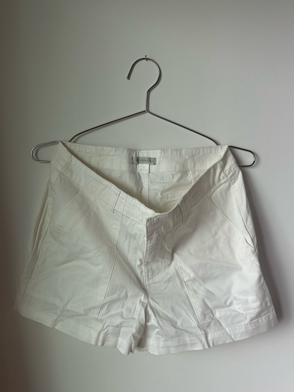 Women's White Cotton Blend Shorts